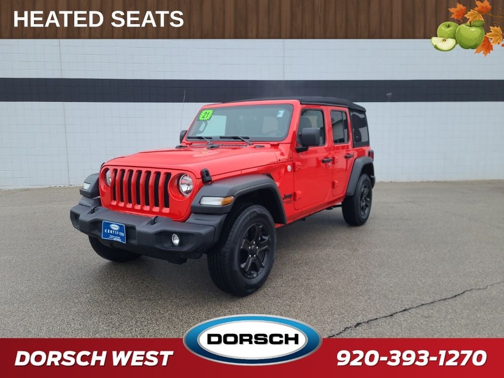 2021 Jeep Wrangler Unlimited Sport S in Firecracker Red Clearcoat — front three-quarter view