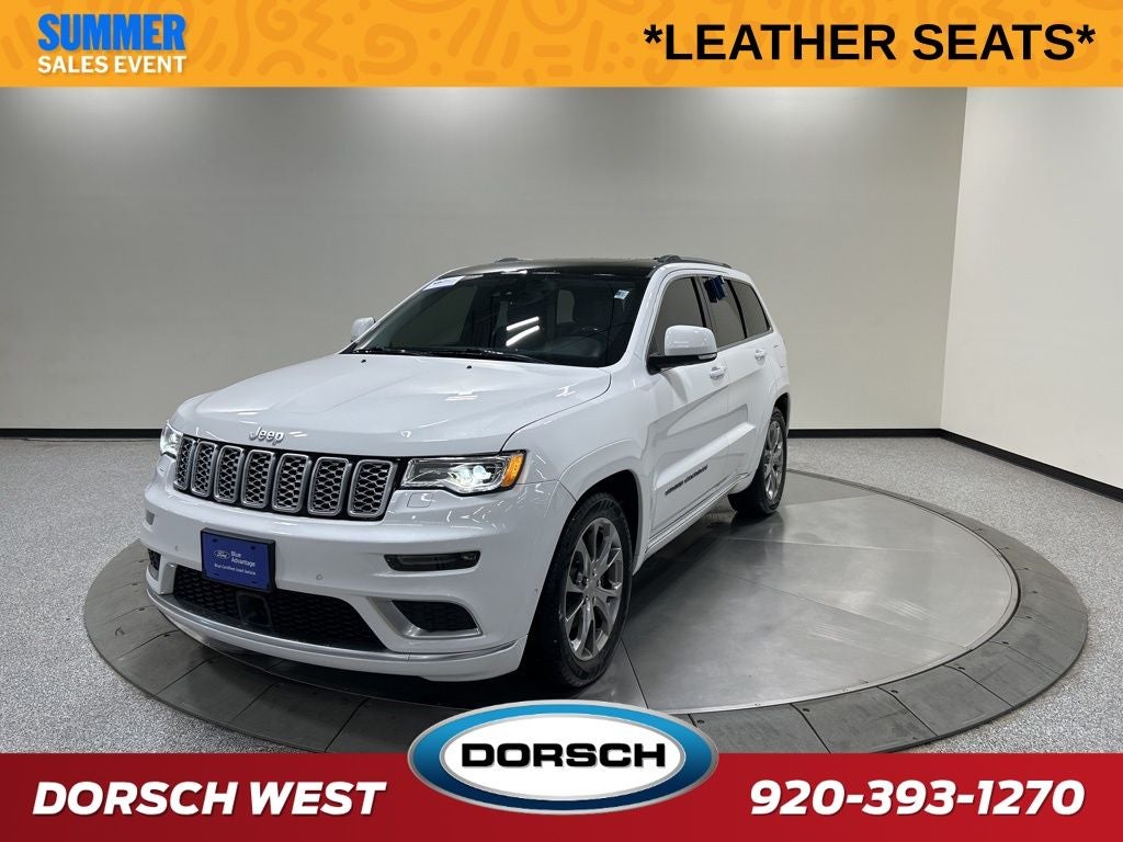 2020 Jeep Grand Cherokee Summit in Bright White Clearcoat — front three-quarter view