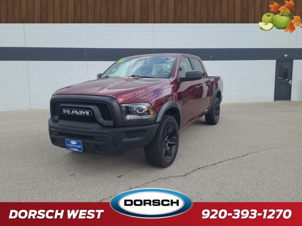 2024 RAM 1500 Classic Warlock in Delmonico Red Pearlcoat — front three-quarter view