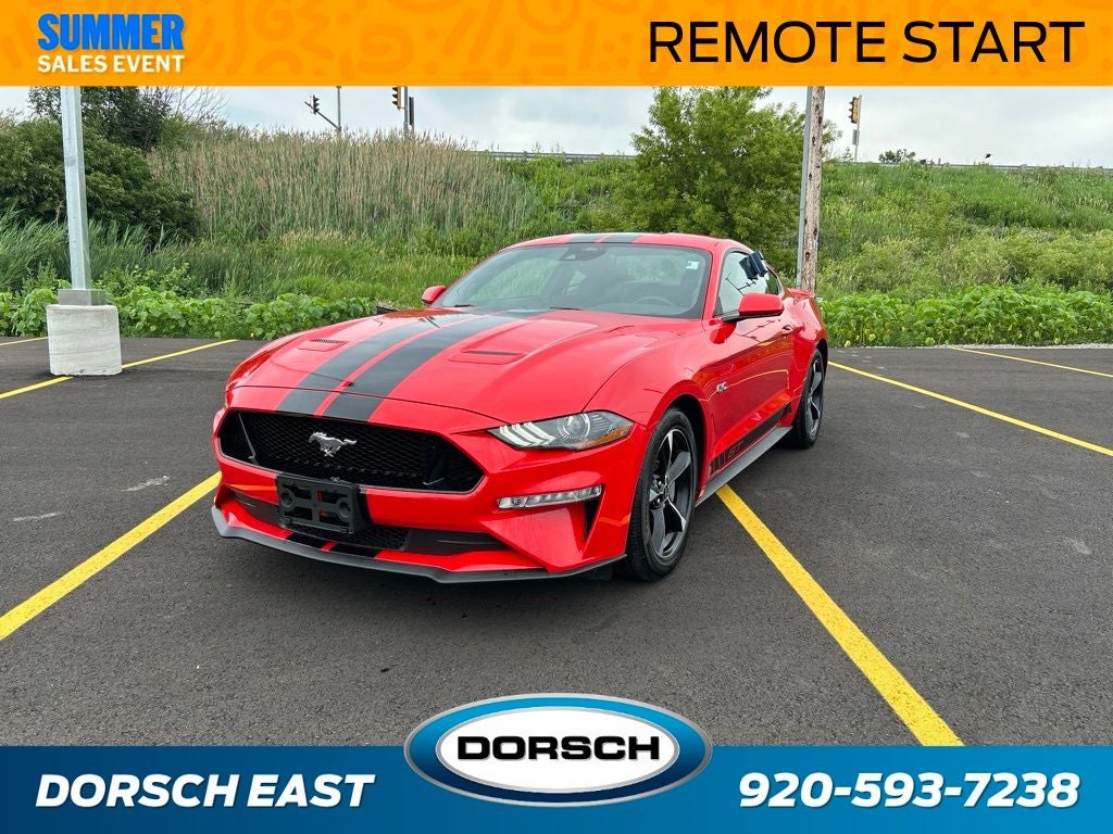 2022 Ford Mustang GT in Race Red — front three-quarter view