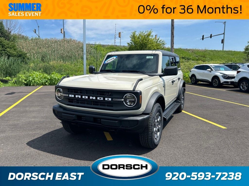 2026 Ford Bronco Big Bend in Desert Sand — front three-quarter view