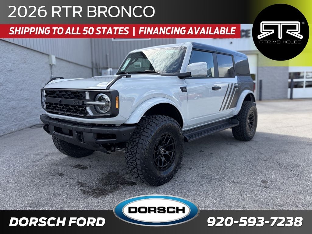 2026 Ford Bronco RTR Outer Banks in Avalanche Gray — front three-quarter view