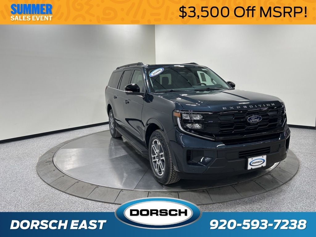 2026 Ford Expedition Max Active in Stone Blue Metallic — front three-quarter view