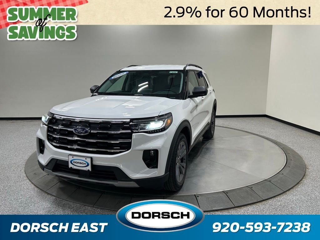 2026 Ford Explorer Active in Star White Metallic Tri-Coat — front three-quarter view