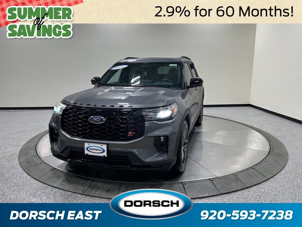 2026 Ford Explorer ST in Carbonized Gray Metallic — front three-quarter view