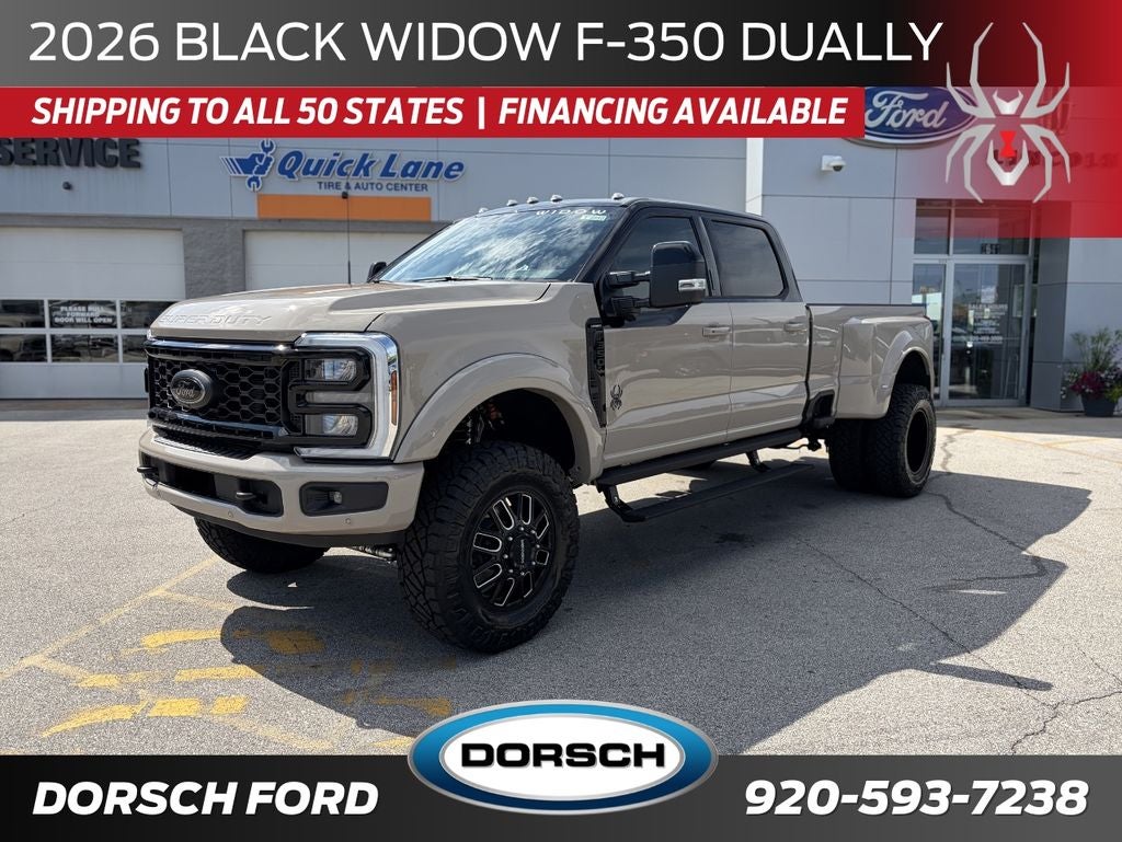 2026 Ford F-350SD Black Widow DRW in Agate Black Metallic — front three-quarter view
