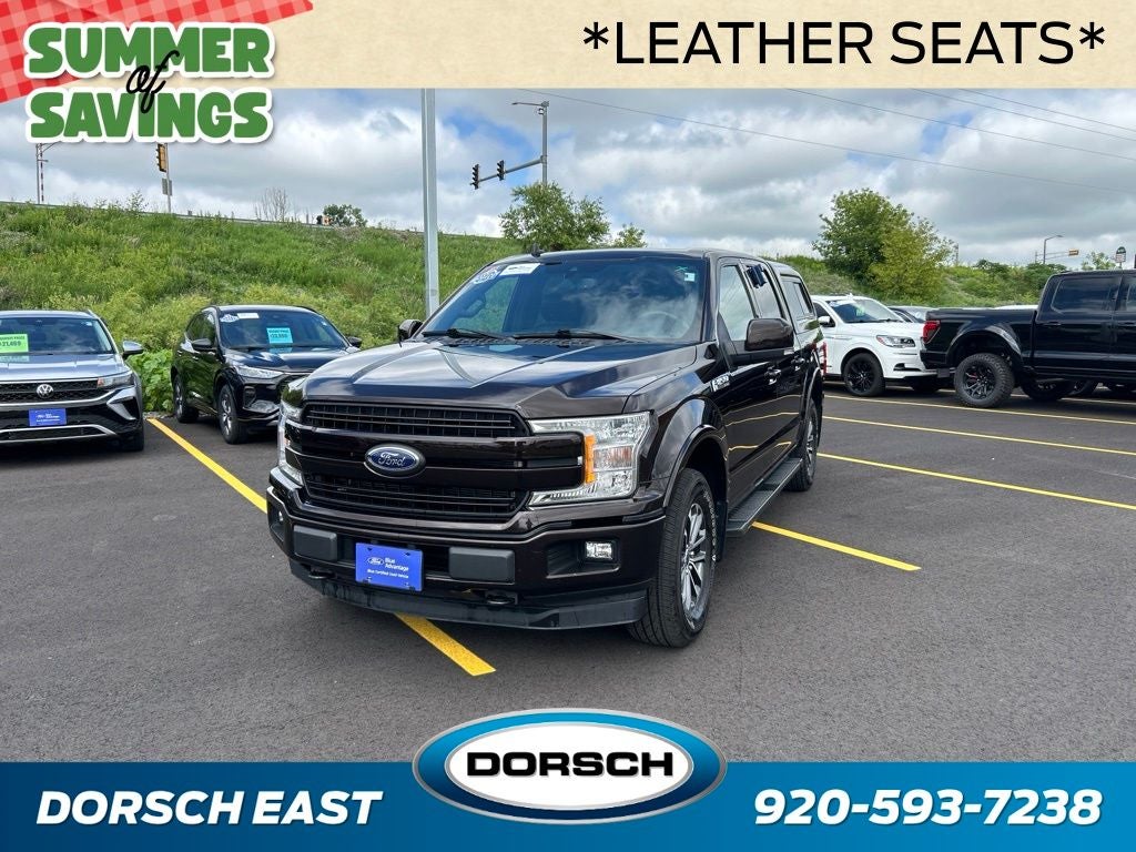 2020 Ford F-150 Lariat in Magma Red Metallic — front three-quarter view