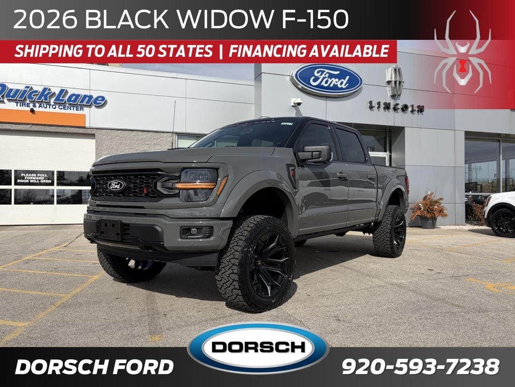 2026 Ford F-150 Black Widow in Ceramic Gray Metallic — front three-quarter view