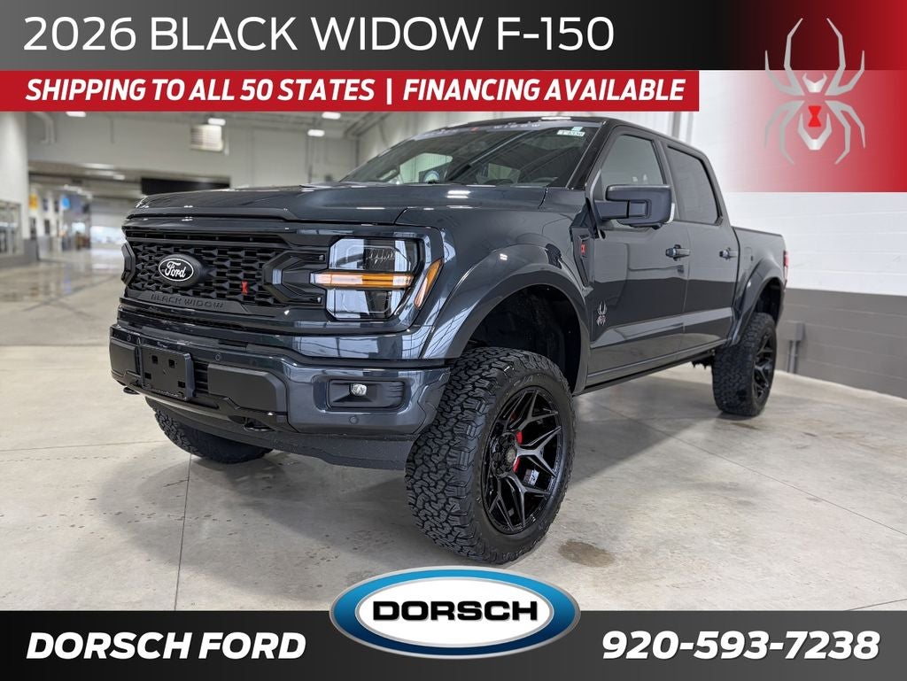 2026 Ford F-150 Black Widow in Forged Blue Metallic — front three-quarter view