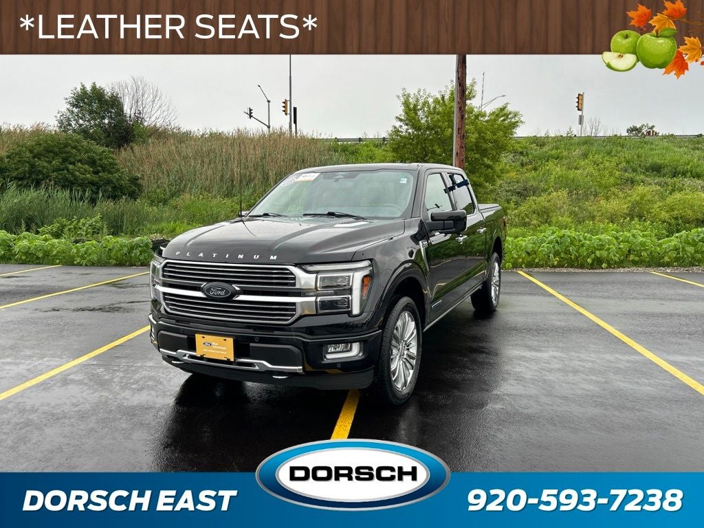 2024 Ford F-150 Platinum in Agate Black Metallic — front three-quarter view