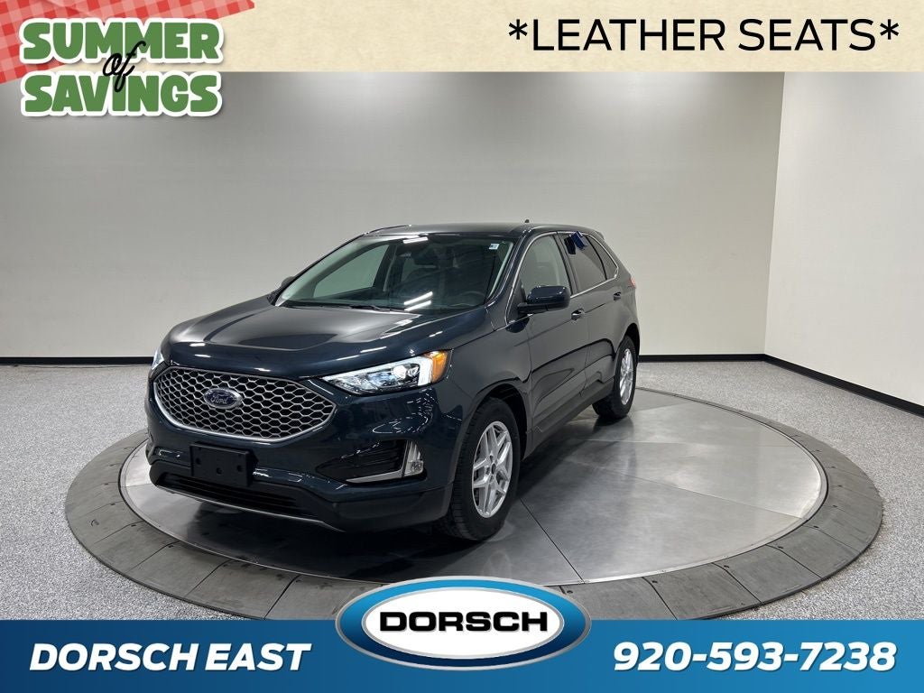 2024 Ford Edge SEL in Stone Blue Metallic — front three-quarter view