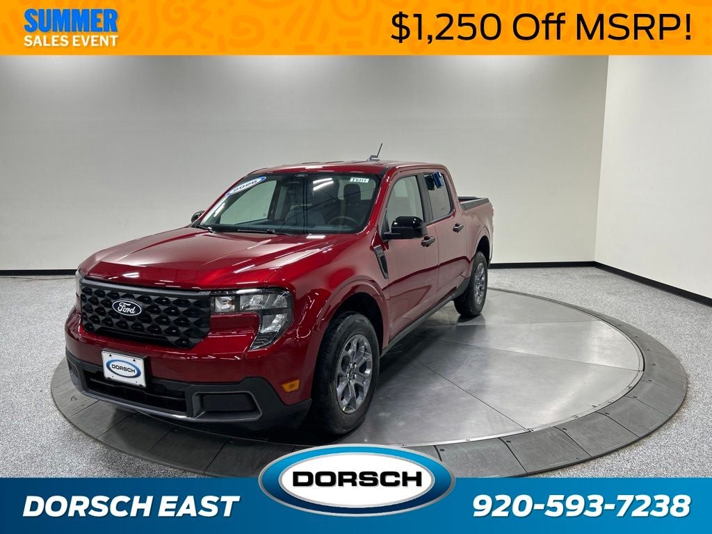 2026 Ford Maverick XLT in Ruby Red Metallic Tinted Clearcoat — front three-quarter view