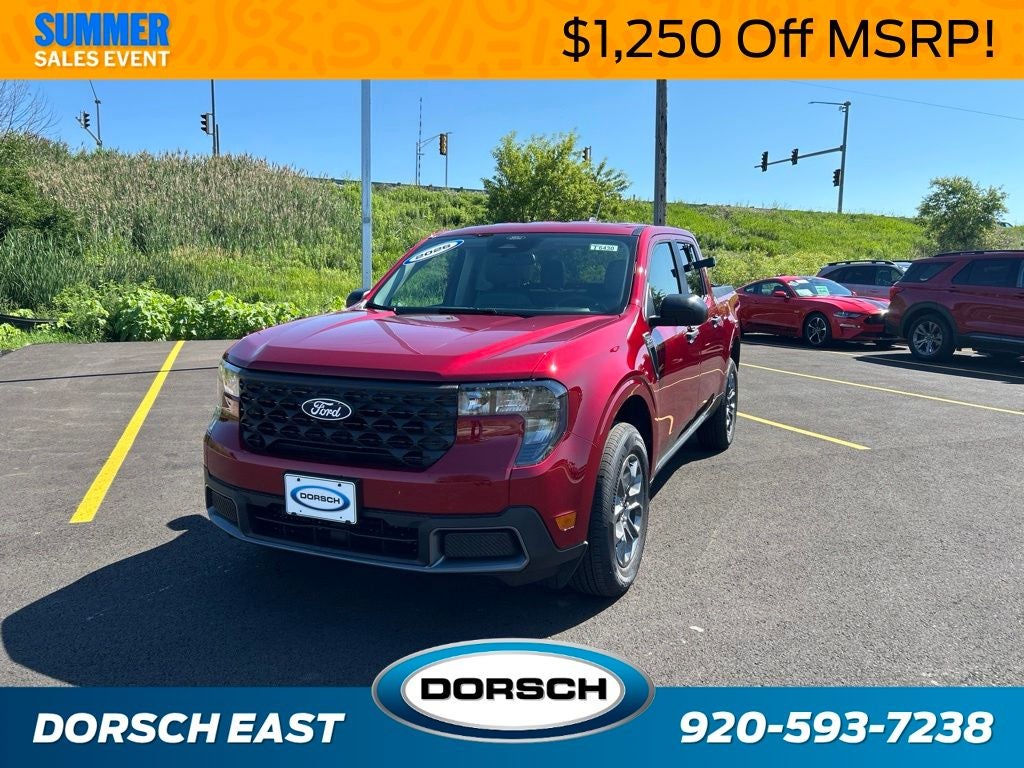 2026 Ford Maverick XLT in Ruby Red Metallic Tinted Clearcoat — front three-quarter view