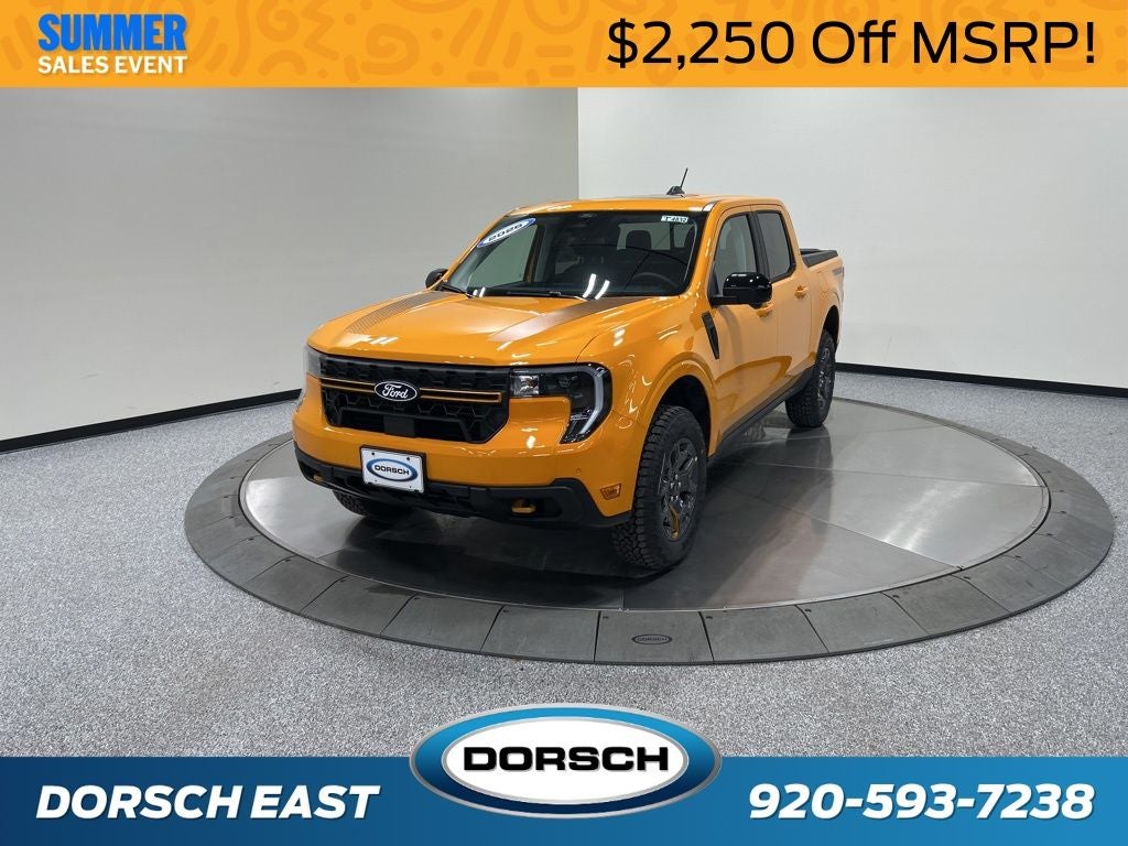2026 Ford Maverick Tremor in Orange Fury Metallic Tri-Coat — front three-quarter view