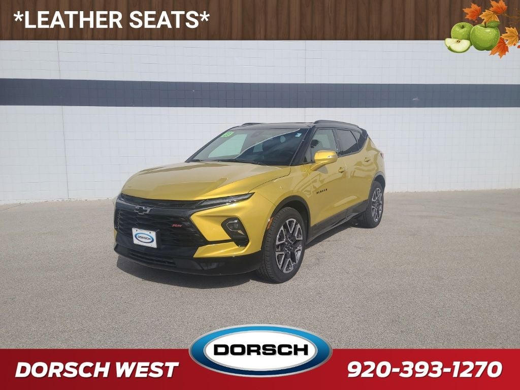 2023 Chevrolet Blazer RS in Nitro Yellow Metallic — front three-quarter view