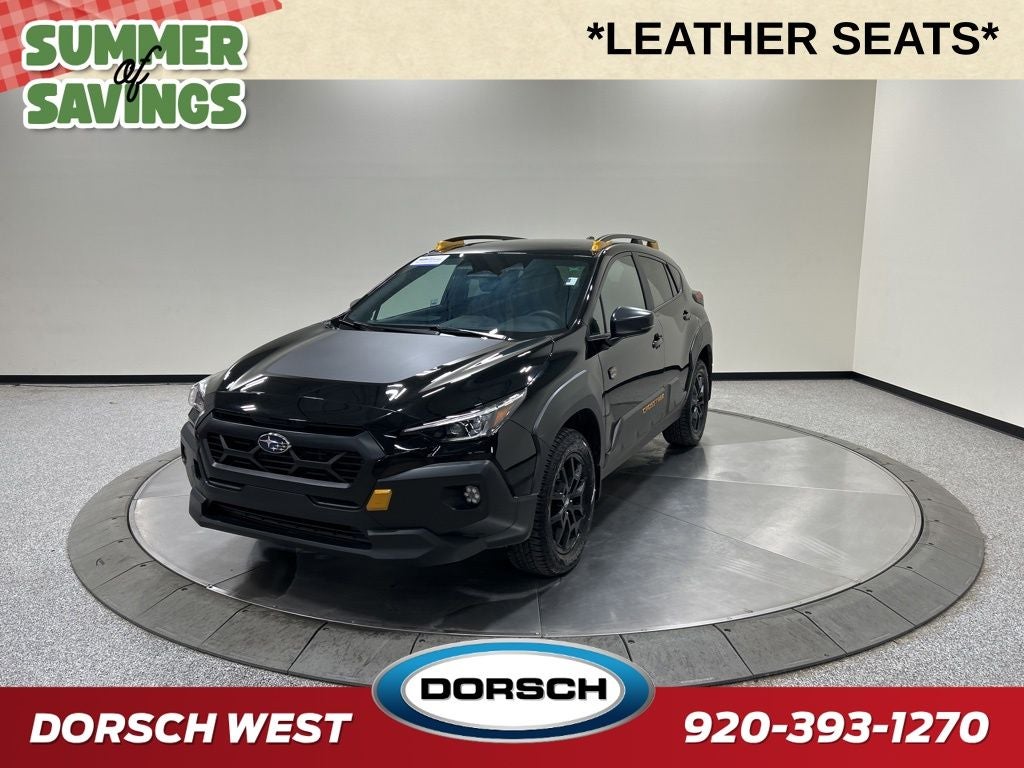 2024 Subaru Crosstrek Wilderness in Crystal Black Silica — front three-quarter view