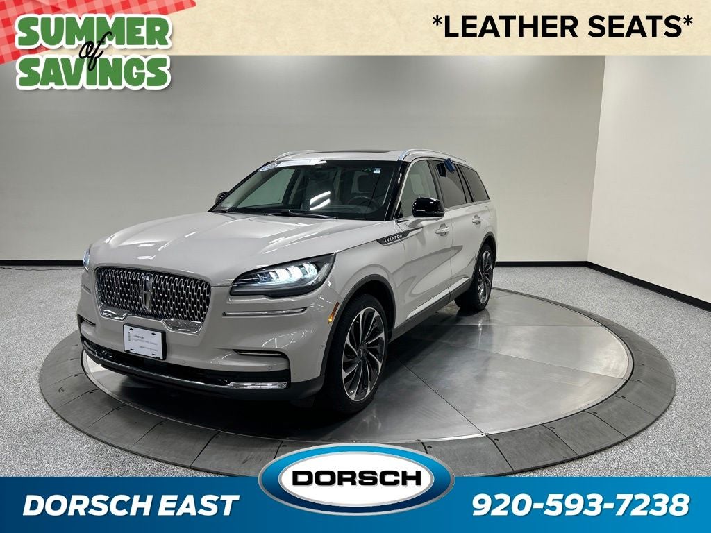 2022 Lincoln Aviator Reserve in Ceramic Pearl Metallic Tri-Coat — front three-quarter view