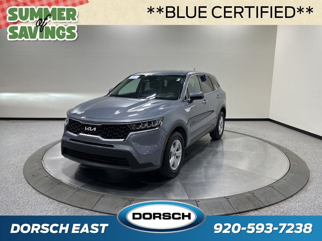 2022 Kia Sorento LX in Everlasting Silver — front three-quarter view