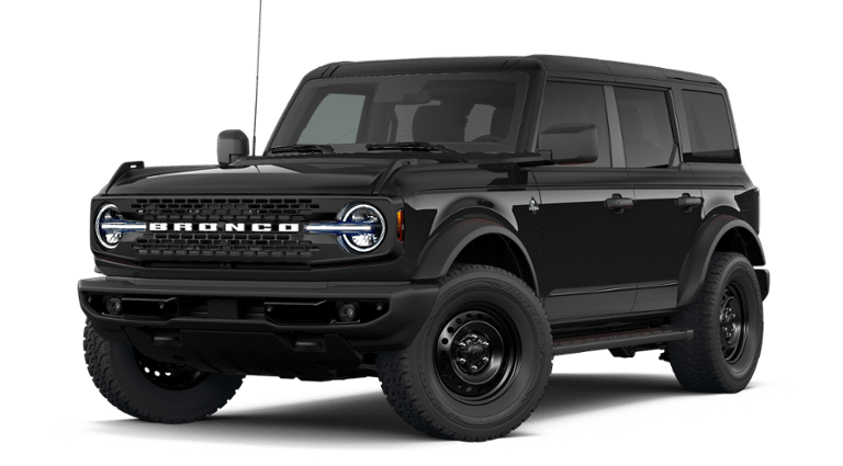 2026 Ford Bronco Outer Banks in Shadow Black — front three-quarter view