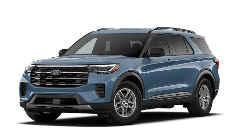 2026 Ford Explorer Active in Vapor Blue Metallic — front three-quarter view