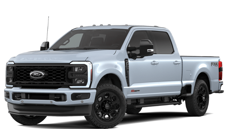 2026 Ford Super Duty F-250 Lariat in Glacier Gray Metallic Tri-Coat — front three-quarter view